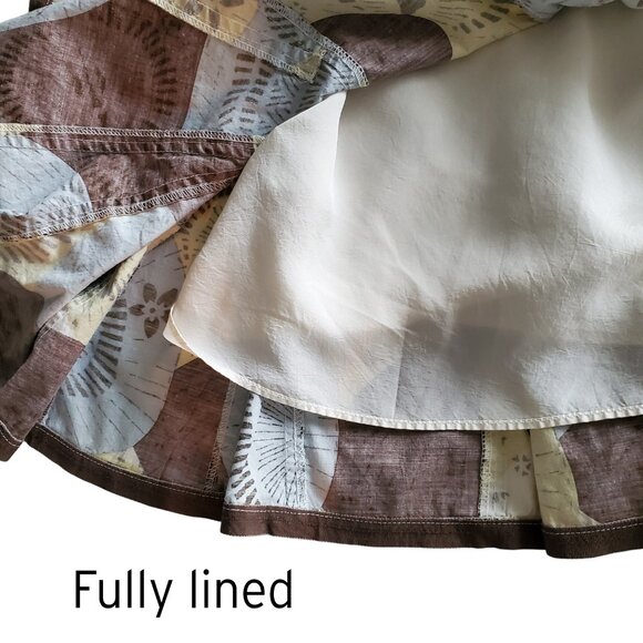 BCBG MaxAzria VTG Y2K 1990s Flared Skirt Floral Cotton Blue Brown Yellow Boho 4 - Picture 5 of 14